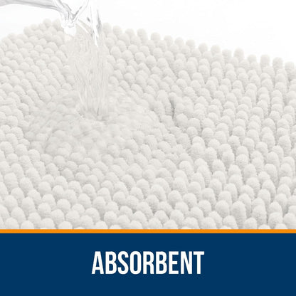 OLANLY U-Shaped Toilet Rug - Extra Soft Chenille, Quick-Dry, Non-Slip Bath Mat | 20x20, Ivory