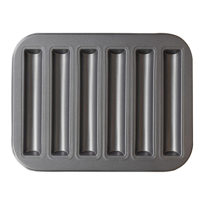 Elesinsoz 6 Cup Financier Cake Baking Pan Breadstick Biscotti Ladyfinger Donut Cookie Cornbread Stick Mini Bread Loaf Baguette Nonstick Small Muffin Cupcake Madeleine Tin Tray Mold