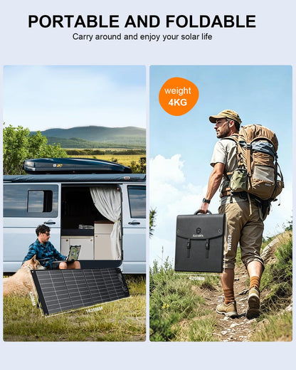 ELECAENTA 120W HPBC Portable Solar Panel for Jackery/EF Ecoflow/Bluetti/Anker Power Station, 25.4% Conversion, PD 60W USB C Fast Charging, Foldable Solar Charger for RV Camping Off Grid Blackout