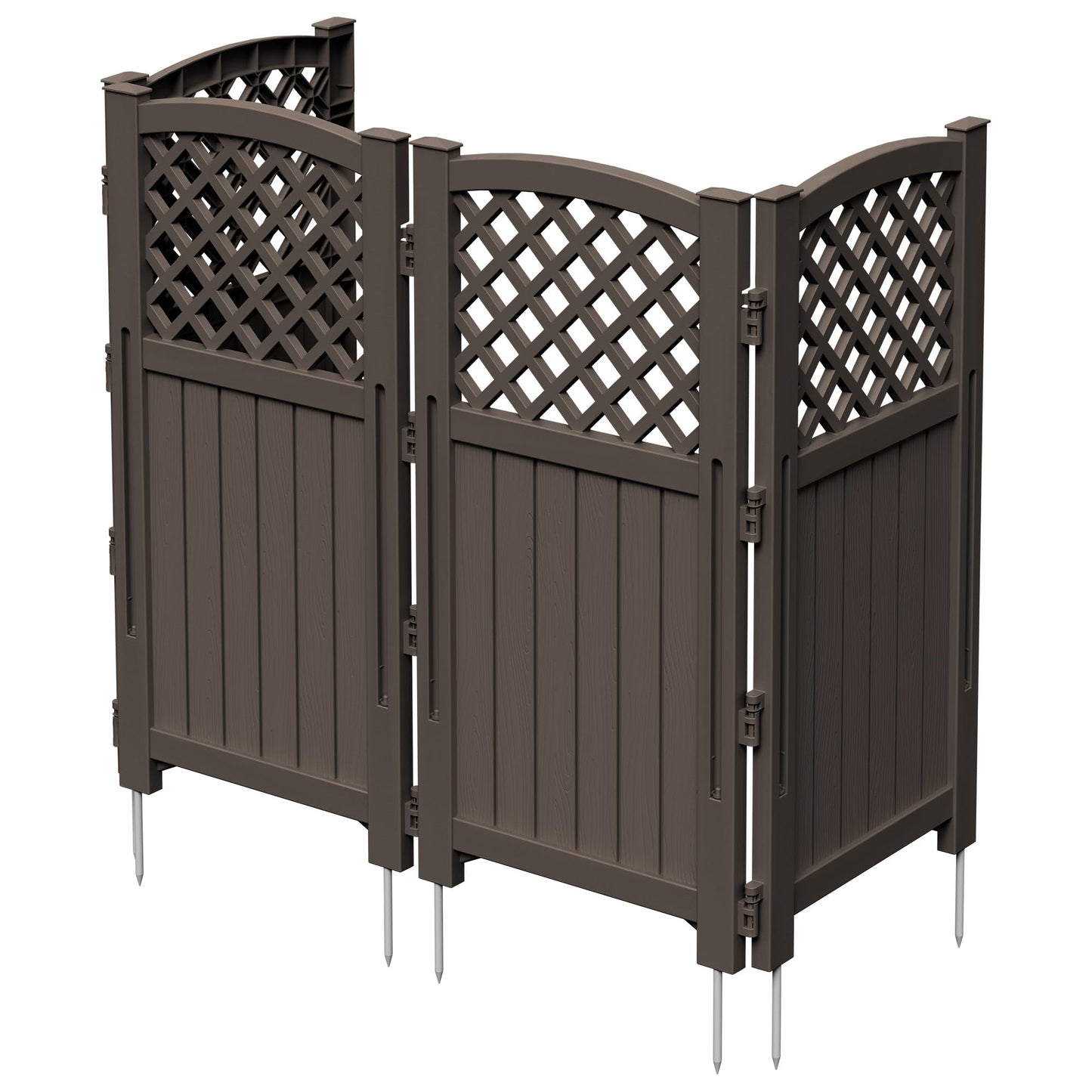 Greesum Air Conditioner Privacy Fence Screen, 4 Panels Trash Can Enclosure, 49.45" H x 22.62" W, Weather Resistant for Outdoor Pool Equipment, Garbage Bins, Brown