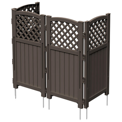 Greesum Air Conditioner Privacy Fence Screen, 4 Panels Trash Can Enclosure, 49.45" H x 22.62" W, Weather Resistant for Outdoor Pool Equipment, Garbage Bins, Brown