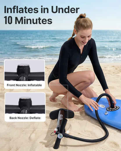 YOTTOY Inflatable Stand Up Paddle Board,Stable Lightweight 10' SUP with Non-Slip EVA Deck, Premium Paddleboard Accessories, Three-Fin System & Carry Bag,All-Around Inflatable SUP (Sky Blue)