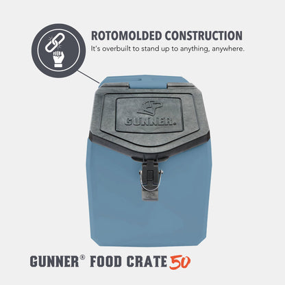 GUNNER 50 lbs Dog Food Storage Container with Measuring Scoop – Waterproof & Airtight Pet Food Bin for Dry Food, Corn, Chicken Feed, Bird Seed & Treats – 3 Cup Ergonomic Scooper with Markers - Blue
