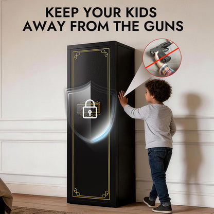 KAER 8-12 Fingerprint Long Gun Safe for Rifles & Pistols | Password Lock | Adjustable Shelves | Perfect for Apartments, Homes, Offices | Secure Storage and Quick Access Gun Cabinet