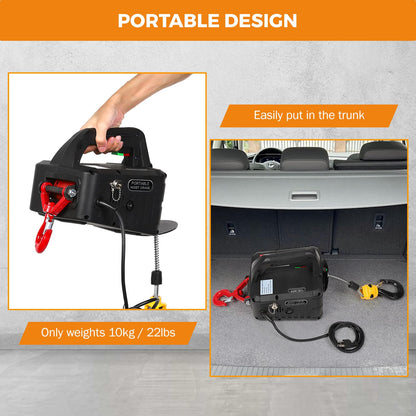 BEAMNOVA 1543lbs Portable 3-in-1 Electric Hoist Wireless Remote Control 110V 120 Volts 700kg Winch Crane Machine Hook Pulley System with Gloves