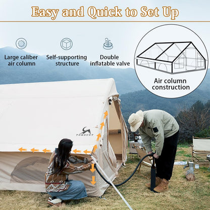 TOMOUNT Inflatable Tents 13ft*High6.5ft Large Air Glamping Tents with Pump for Family Camping 4 Seasons 6~8 Person Tent Waterproof