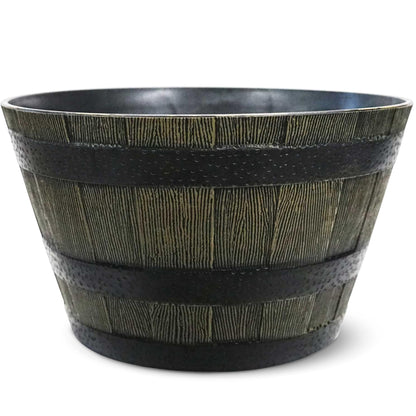 Headwind Whiskey Barrel Planter – 15 Inch Old Wood Barrel Planters for Outdoor Plants – Weather-Resistant Flower Pot with Wooden Finish – Decorative Indoor & Outdoor Garden Planter by Robert Allen