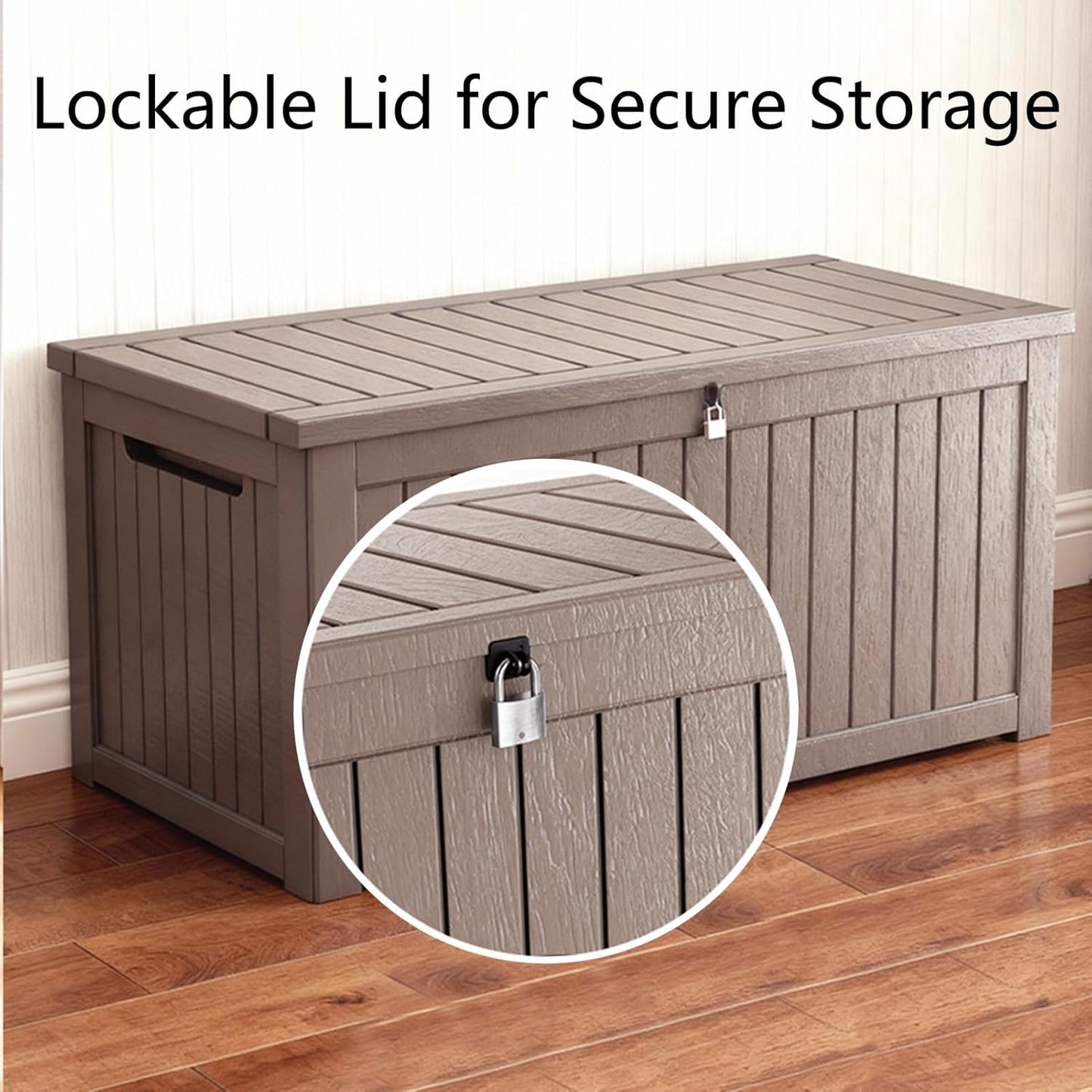 Resin Deck Box 180 Gallon - Lockable Waterproof Outdoor Storage for Patio Furniture & Garden Tools