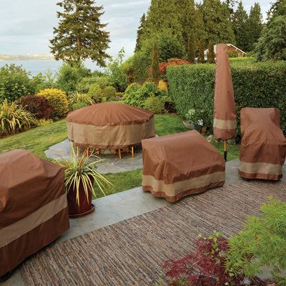 DUCKCOVERS Ultimate Water-Resistant 90 Inch Rectangular/Oval Patio Table with Chairs Cover, Outdoor Table and Chair Cover