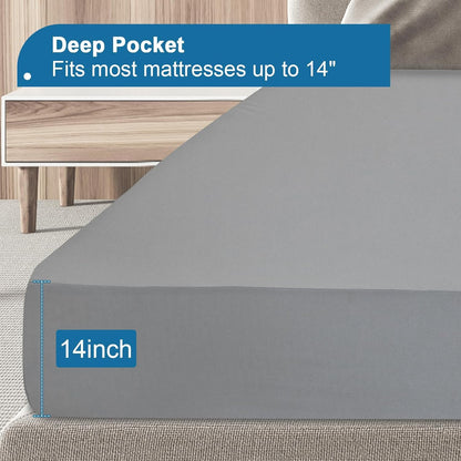 Skiennix Twin Mattress Protector - Waterproof & Breathable Pad Cover for Kids' Beds | Gray, Fits Up to 14" Deep