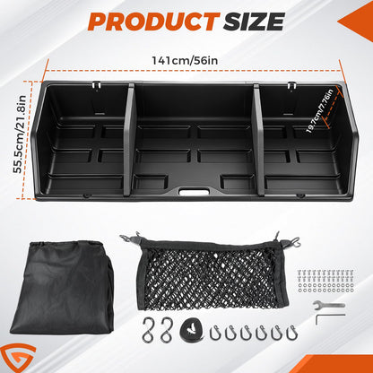 GEARLAST 56 inch Truck Bed Cargo Box, Truck Bed Organizers and Storage,Truck Bed Storage System with Isolation Netting and Tarpaulin, Tailgate-slide Design for Effortless Loading/Unloading