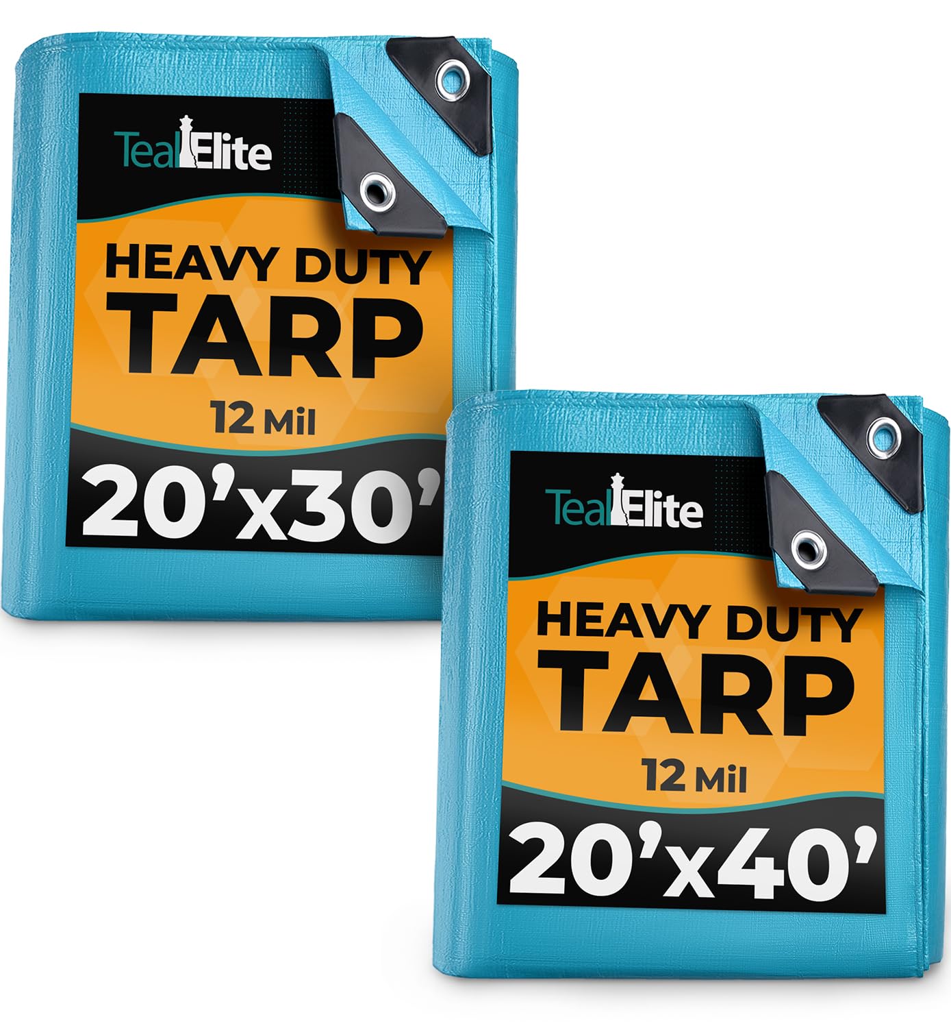 Heavy Duty Tarp Bundle - 2 Sizes - 20x30' and 20x40' - Waterproof, Multipurpose for Camping, Pools, Tent, Boat, RV, Cars
