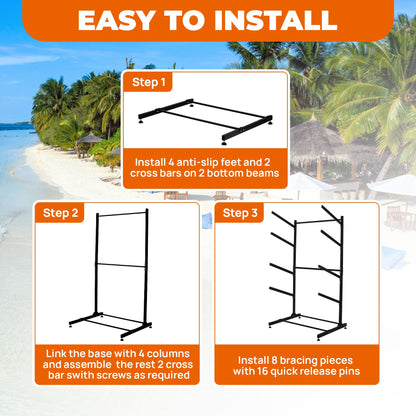 Wemily Freestanding Kayak Storage Rack – Vertical 4-Tier Organizer for Kayaks, Canoes & Paddleboards, Heavy-Duty Indoor/Outdoor Stand with Protective Foam Padding