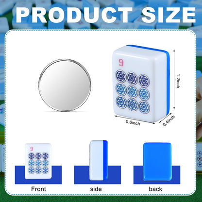 Arrowbash Christmas 160 Pcs Chinoiserie Mahjong Tile Set, 1.2 x 0.8 Inches Melamine Blue Back American Mahjong Only, Travel Ma Jiang Tiles for Adult Classic Board for Family Night
