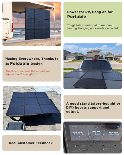 LVYUAN 400W Portable Solar Panel, 36V Foldable Blanket Solar Panel IP64 P-PERC, Upgraded 23% Efficiency for Solar Power Station Generator for Outdoor Camping Backpacking Hiking, 22 Pounds