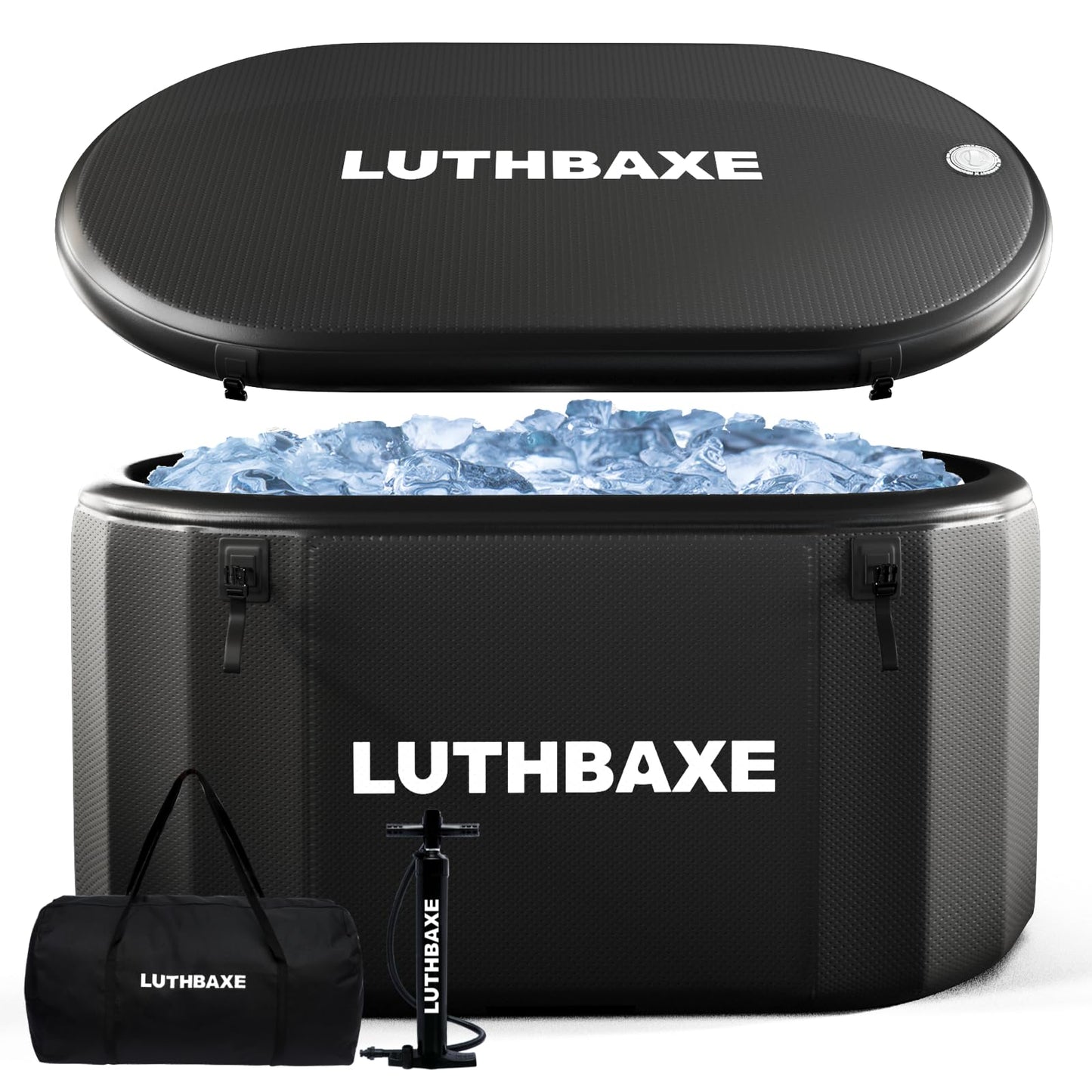 Cold Plunge | Upgraded 218 Gallon Inflatable Ice Freestanding Bathtub with 5 Layers Durable Design | Portable Cold Water Bath for Athletes' Recovery | Ice Bath for Outdoor and Camping | Black