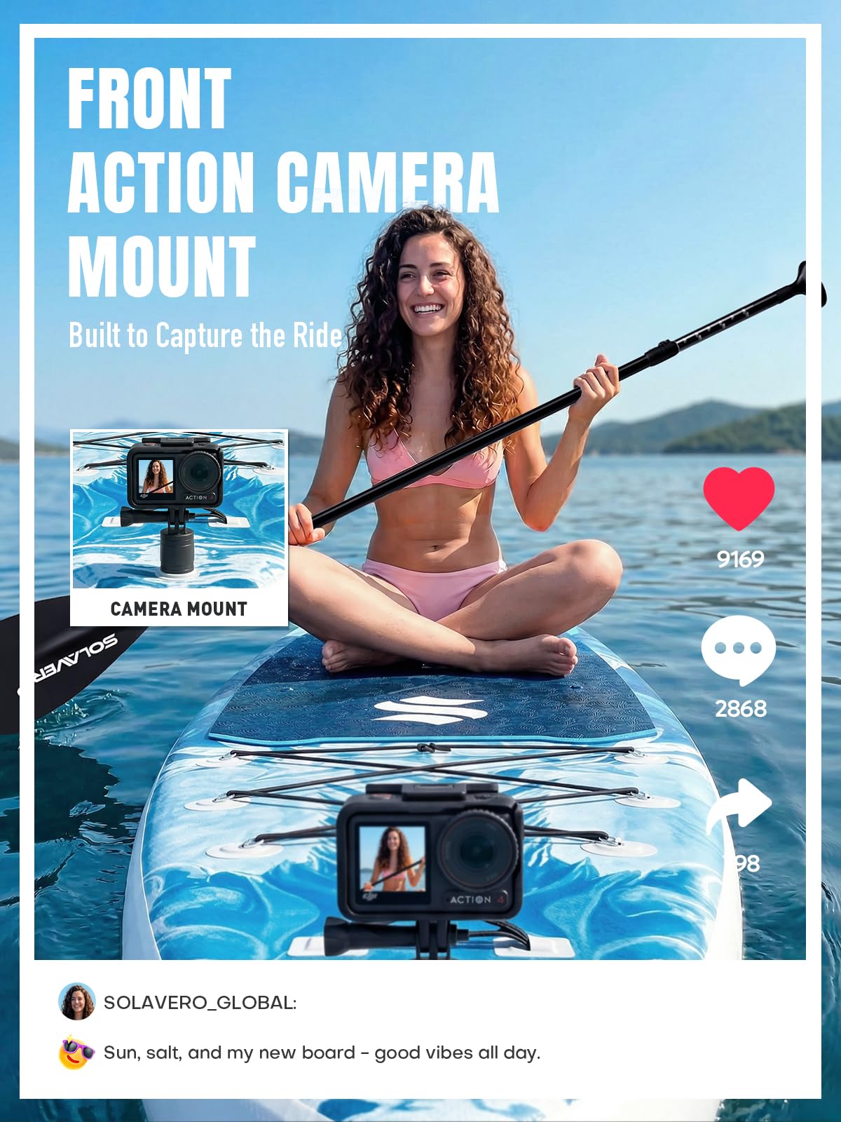 SOLAVERO Inflatable Stand Up Paddle Board, Adventure 12.5'×33" Extra Large SUP with Premium Accessories, Anti-Slip EVA Deck for Adults 600lb Capacity Upgraded Paddleboard for River, Ocean