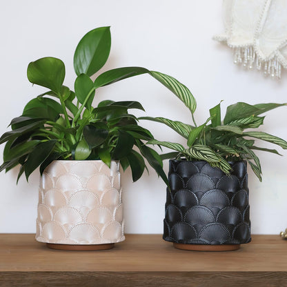 GUGUGO Pearl Sage Green Scale Planter, Cute Unique Plant Pot with Drainage, Eclectic Colorful Small Flower Planters Pots for Indoor & Outdoor Plants, Rainbow Funny Succulent Gardening Pot Gifts