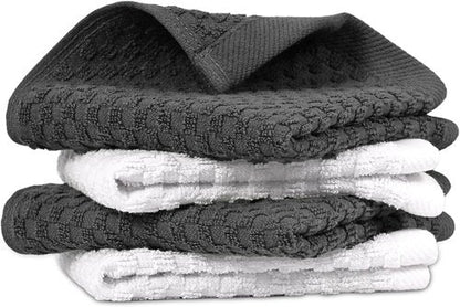 Infinitee Xclusives Premium Cotton Dish Cloths - Ultra Soft & Highly Absorbent | 12 x 12 Inches | Pack of 4 | Grey