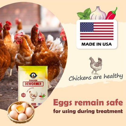 Natural Chicken Dewormer Powder - Chili Mix Formula | 1LB XL Pouch for Laying Hens & Gut Health Support
