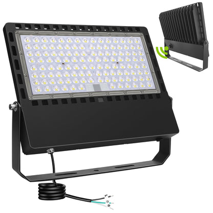 STASUN 300W 45000LM Dusk to Dawn LED Flood Light Outdoor Photocell - Flying Series Ultra, ETL Certified 5000K Daylight White, IP67 Waterproof Stadium Lights for Sports Court, Commercial, Parking Lot