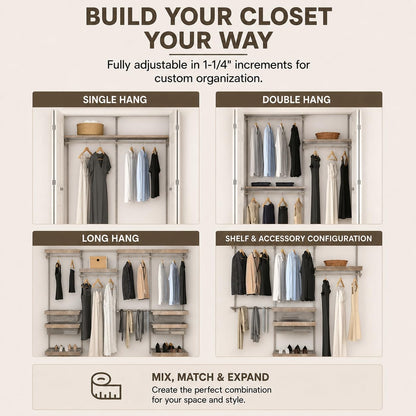 Closet Culture by Knape & Vogt Culture 6 ft. Steel Closet Hardware Kit in Champagne Nickel Shelving (0300-KITA-6CN)