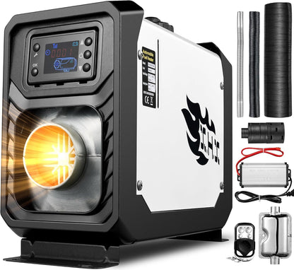 [2026 Version] ROKKIT 8KW Diesel Heater, 110V/12V All-in-One Diesel Air Heater, Portable Diesel Heater with LCD Monitor & Remote, Fast Heating Low Noise Diesel Parking Heater for Tent, Car, RV, Camper