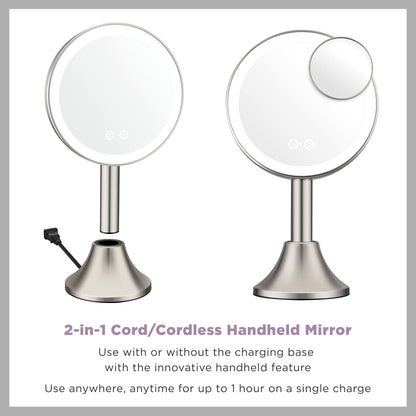 Conair Lighted Makeup Mirror, LED Vanity Mirror, 1X/10X Magnifying Mirror with Handheld Feature, Corded or Cordless in Brushed Nickel