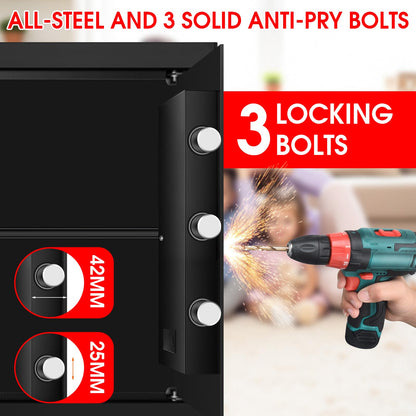 3.4 Cuft Large Home Safes Water and Fireproof, Personal Safe Box Fireproof Waterproof with Digital Keypad, Removable Shelves and Alarm System, Anti-theft Fire Proof Safe for Home Documents