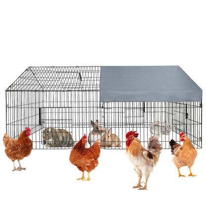 GarveeHome Large Metal Chicken Coop,86" L x 40" W Portable Chicken Run with Waterproof Cover, Chicken Coop Run, Outdoor Backyard Farm Poultry Fence Pet Playpen for Rabbit, Duck, Chinchillas