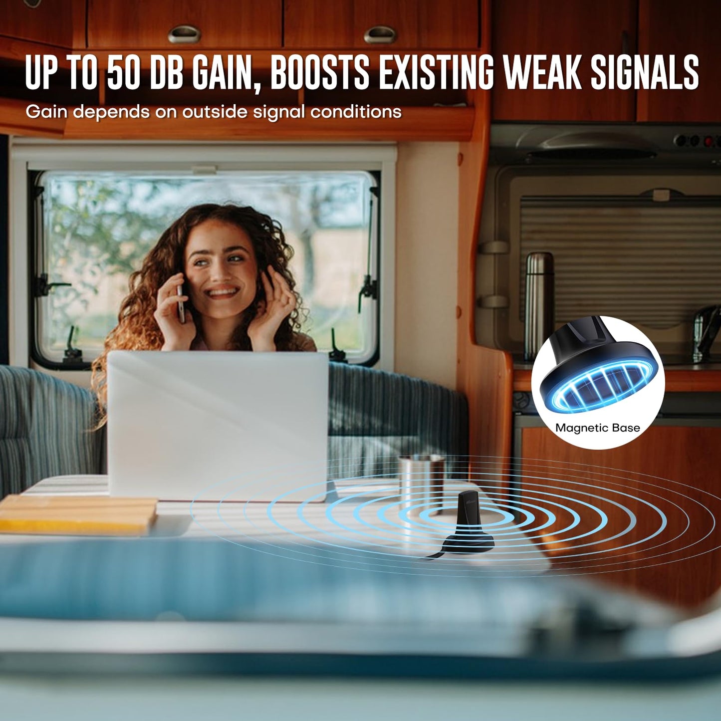 HiBoost Travel 3.0 RV Cell Phone Signal Booster | High Power Cellular Booster for RV, Van,Trailer| Boosts 4G & 5G LTE Magnetic Inside Antenna for All U.S. Carriers Verizon, AT&T, T-Mobile FCC Approved