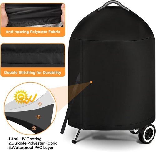 iCOVER Grill Cover - Heavy Duty Waterproof Protection for 22 Inch Weber Charcoal Kettle Grills