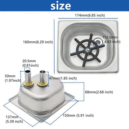 Pitcher Rinser , DIBTSA Automatic Glass Cup Washer , 304 Stainless Steel Coffee Milk Tea Cup Cleaner, for Home Kitchen Hotel Bar Restaurant (6.9x6.3x2.6 Inch)