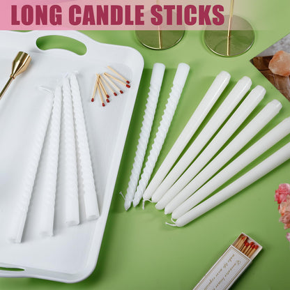 CACASO 12 Pack Candles,10 Inch Dripless Candle, Ivory Spiral Candlesticks, Long Unscented Candle Sticks for Party Dinner Wedding Home Decoration