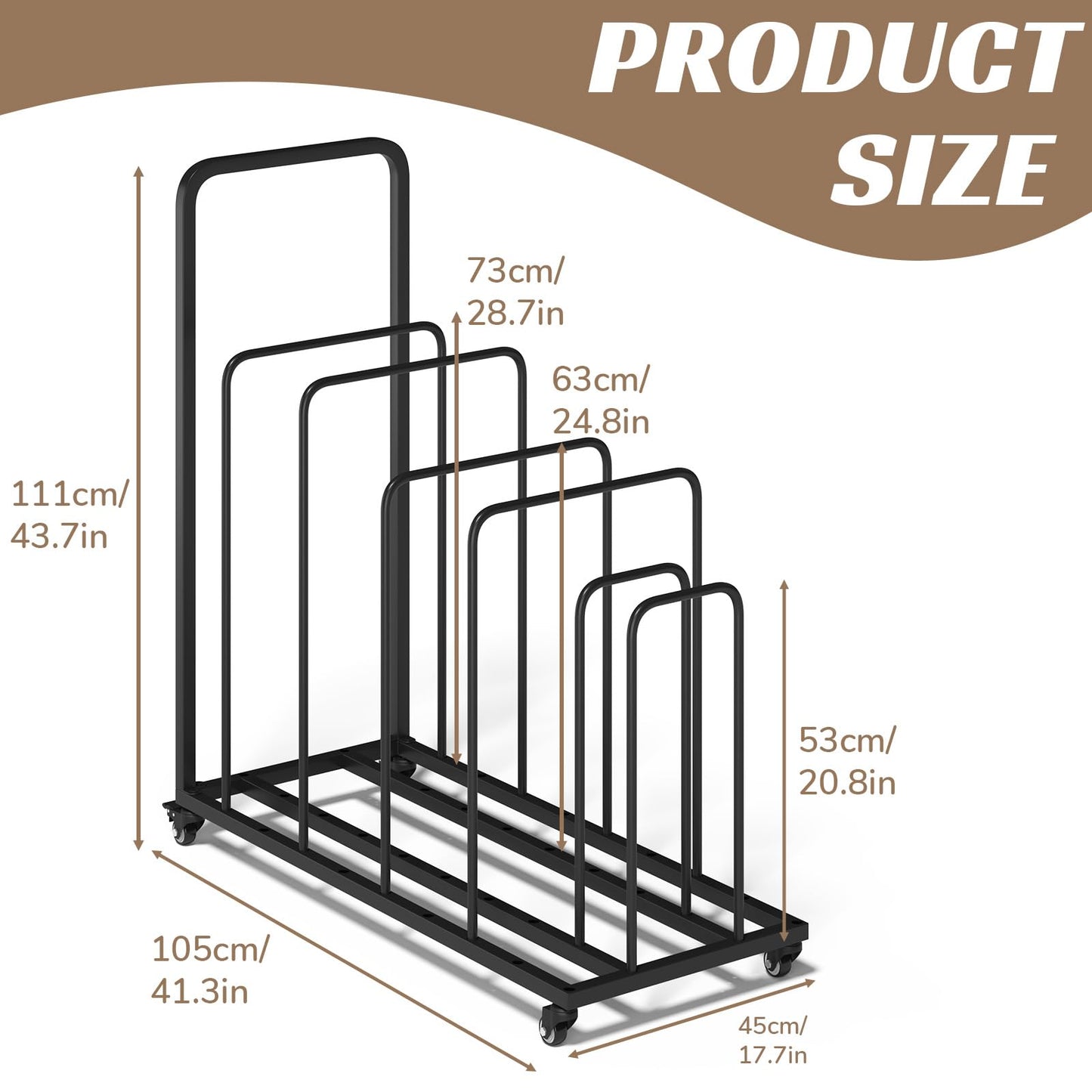 WYJREES Cardboard Box Organizer, Metal Carton Cart Stand, Ajustable Carton Storage Rack with Wheels and Handle, Carton Box Organizer for Home Warehouse