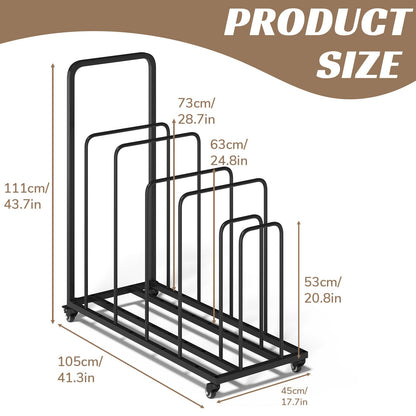 WYJREES Cardboard Box Organizer, Metal Carton Cart Stand, Ajustable Carton Storage Rack with Wheels and Handle, Carton Box Organizer for Home Warehouse