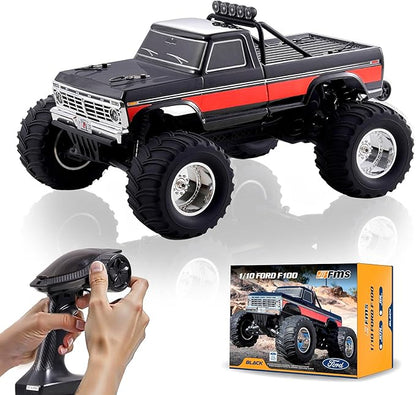 BEEZRC FMS RC Rruck 1/10 Ford F-100 Officially Licensed Monster Truck 2WD High Speed Off-RoadRC Rock CrawlerHobby Grade RC Climbing Car Remote Control Car for Adults RTR (Black)