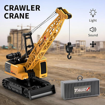 Dwi Dowellin Remote Control Crawler Crane for Boys11-Channel 2.4GHz RC Construction Crane Toy for Kids Age 3 4-7 8 9 10 Year Old