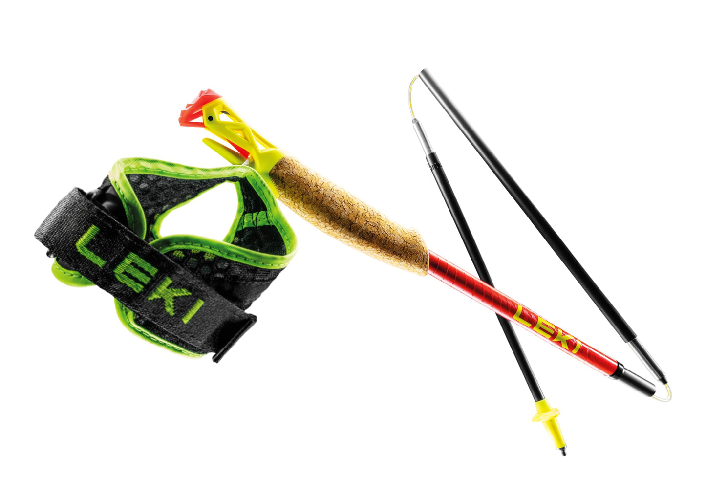 LEKI Ultratrail FX.One Superlite Carbon Collapsible Lightweight Trekking Poles for Hiking & Trail Running - Red-Yellow-Carbon - 130 cm