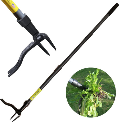 Rocklin™ Stand Up Weed Puller Tool - 4 Claw Steel Head - 48-Inch Handle for Easy Weeding