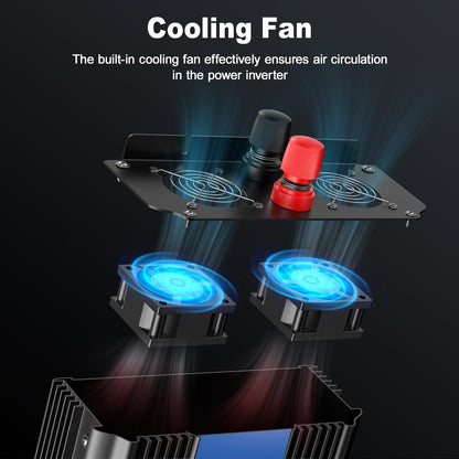 3000W Power Inverter 12V DC to 110V/120V AC Converter, 6000W Peak, LCD Display & Remote Control, Dual AC Outlets & USB Port for RV Truck Solar System, Emergency Backup, Outdoor Camping