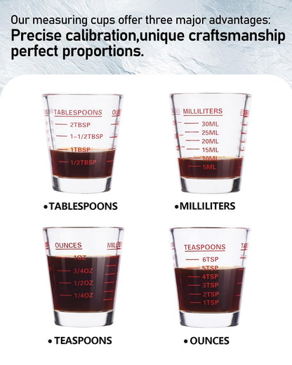 SAIAOKJ Shot Glasses Measuring Cup Set 2PACK Espresso Shot Glasses Liquid Heavy Glass 26-Incremental Measurement 1 OZ, 2 TBS, 6 TSP, 30 ML Kitchen Tools (Black)