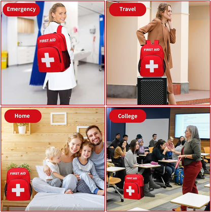 Gatycallaty First Aid Backpack Emergency Medical Empty Waterproof Survival First Responder Trauma Bag Travel Home Outdoor (Red, Pack of 5)