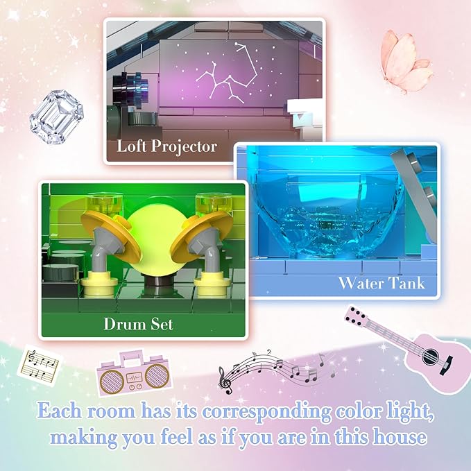 DreamCreators House Building Toys Set with Led Light Architecture Building Model Compatible with Lego Ideal Present Merch for Adults Girl 8-12 Valentine Wedding Anniversary Birthday Christmas