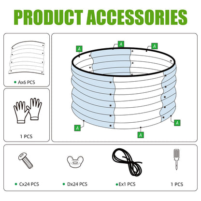 SnugNiture 2x2x1ft Round Galvanized Raised Garden Bed Kit Outdoor, Metal Planter Box for Planting Plants Vegetables, Green