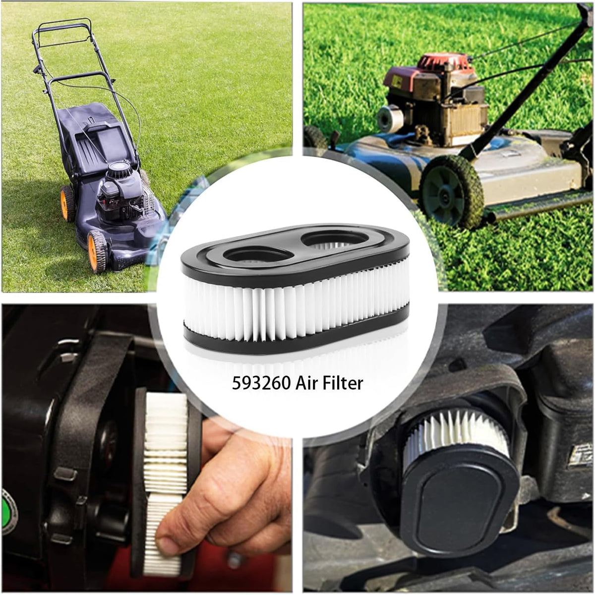 593260 Air Filter - Compatible Lawn Mower Air Cleaner Cartridge for BS Engines | Durable & Efficient