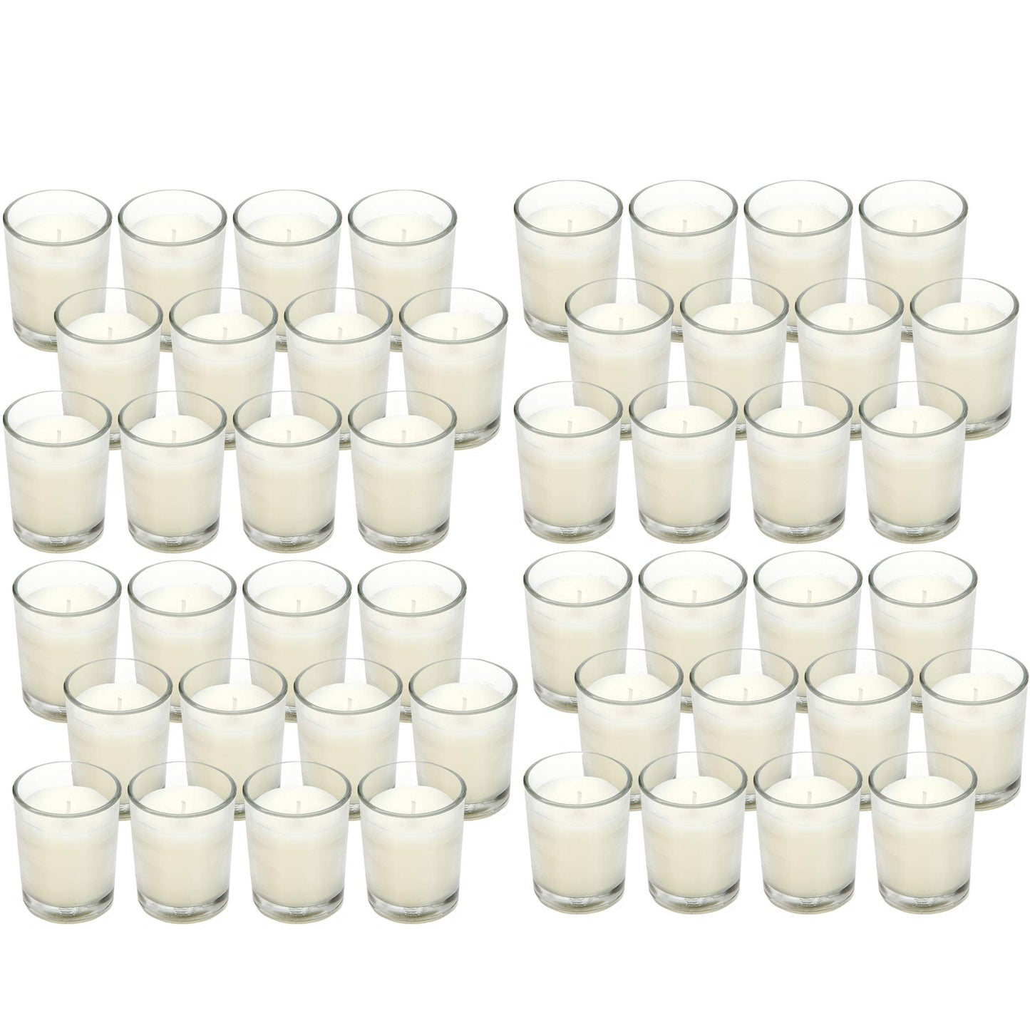 48-Pack Clear Glass Votive Candles – 10–12 Hour Long Burn, Unscented, Ivory, Bulk Set for Weddings, Events & Table Centerpieces – Hosley