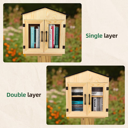PEAYLI Outdoor Library Outdoor Book Box Storage Small Wooden Cabinet Little Literature Box for Neighborhoods Community and Schools Sharing Books, Flyers, Newspapers