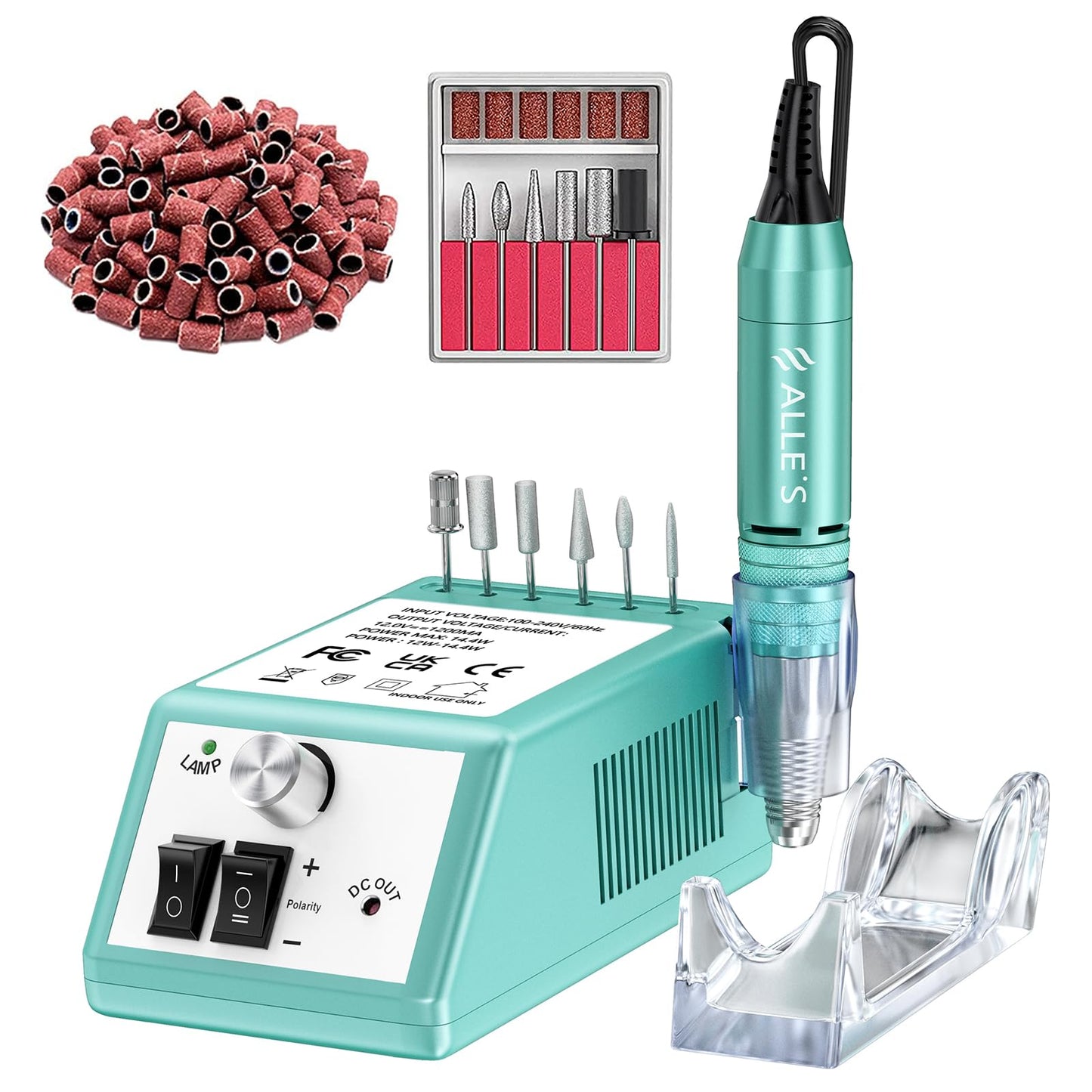Professional Nail Drill Machine 30000 RPM Efile Electric Nail Filer Kit for Finger Toe Nails, Acrylic Gel Nails, Manicure Pedicure Drill with 6Pcs Nail Bits, 106Pcs Sanding Bands - Pink