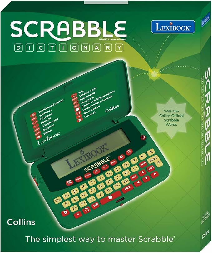 LEXiBOOK Scrabble Dictionary Build and Pattern Function 276 000 playable Words from Collins Dictionary Green/Red SCF-328AEN